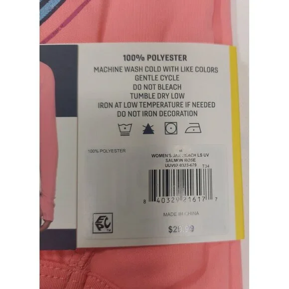 Reel Life Womens Jax Beach Long Sleeve UV Shirt "Raised By Water" M Salmon Rose - Picture 6 of 7